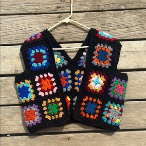 Handcrafted Upcycled Granny Square Crochet Vest